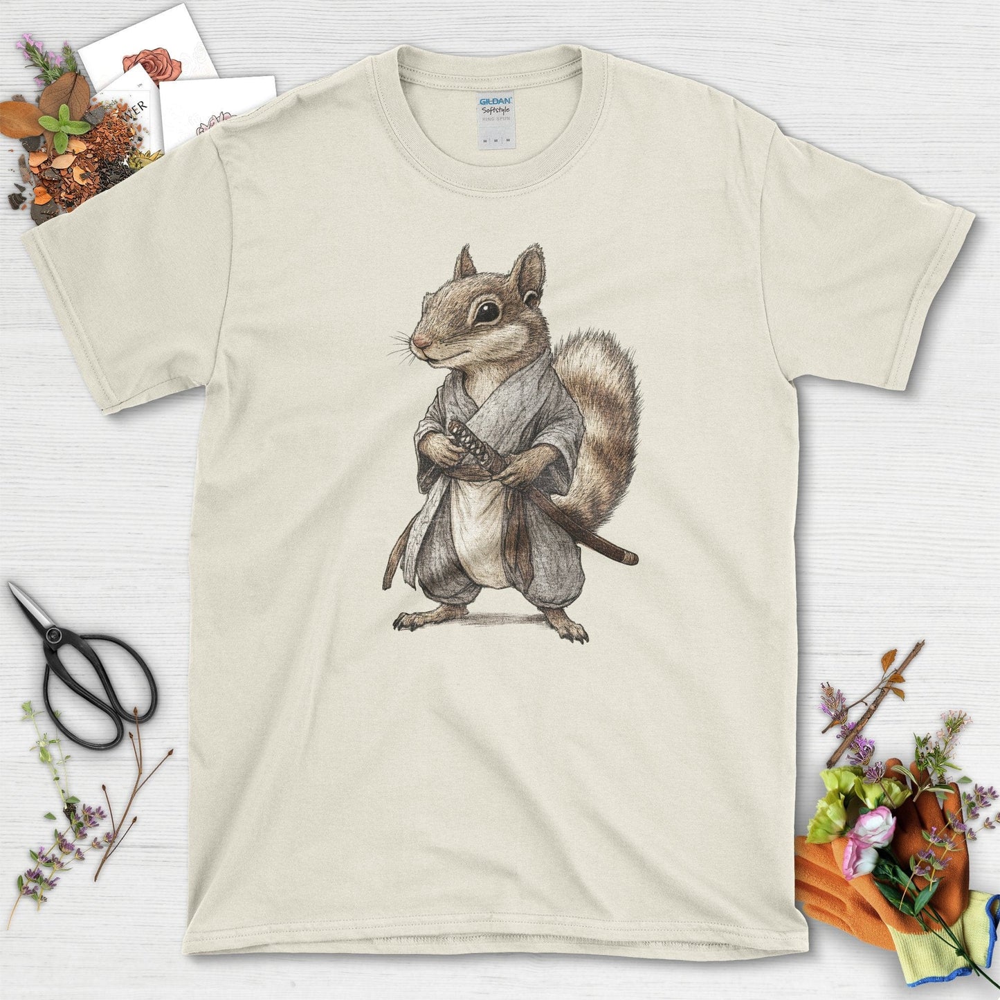 Zen Samurai Squirrel T-Shirt Natural / S T-Shirt