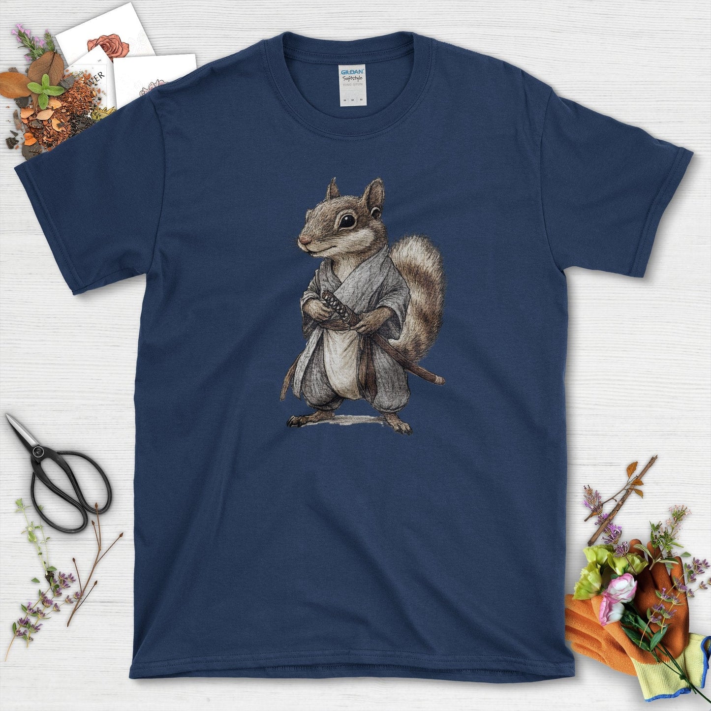 Zen Samurai Squirrel T-Shirt Navy / S T-Shirt