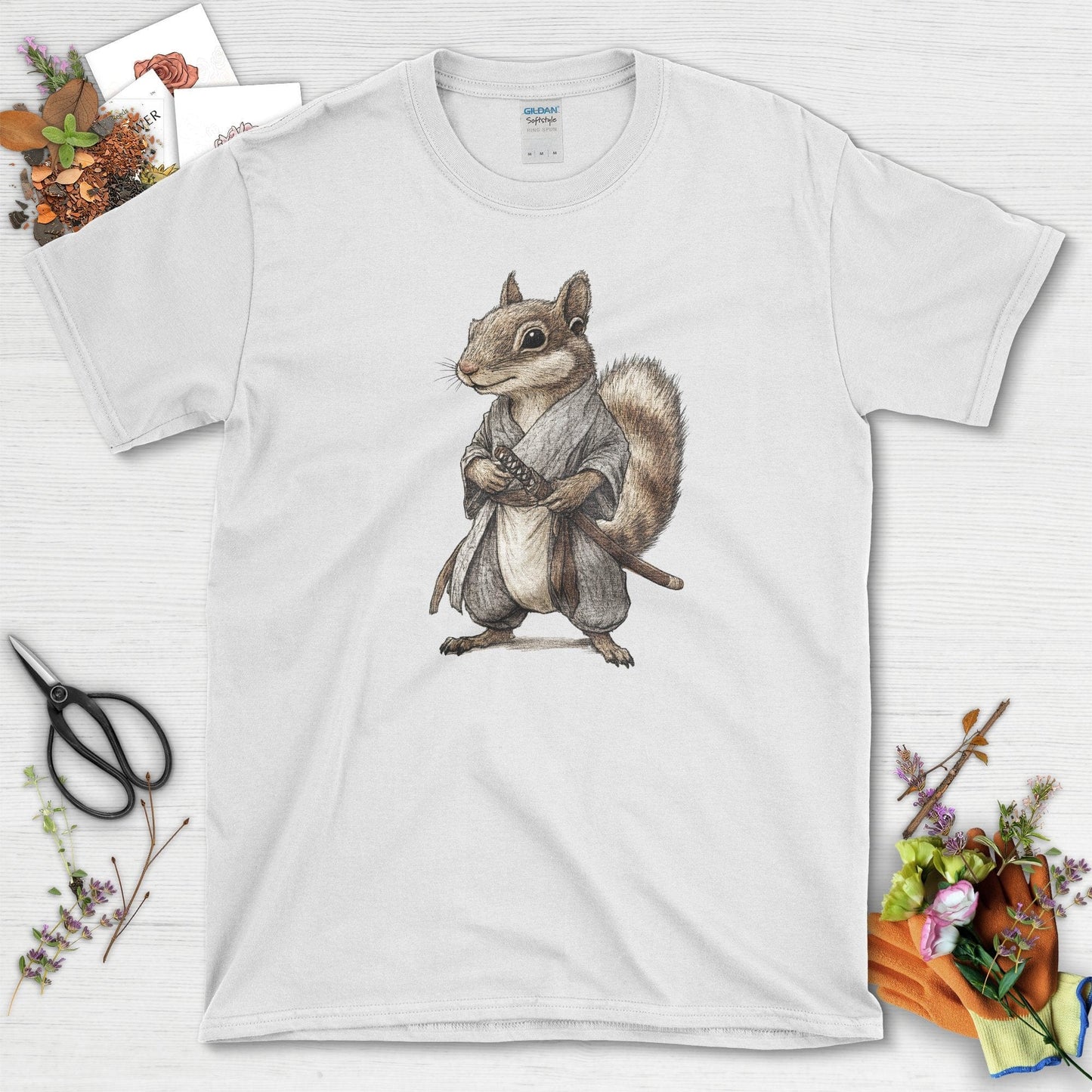Zen Samurai Squirrel T-Shirt White / S T-Shirt