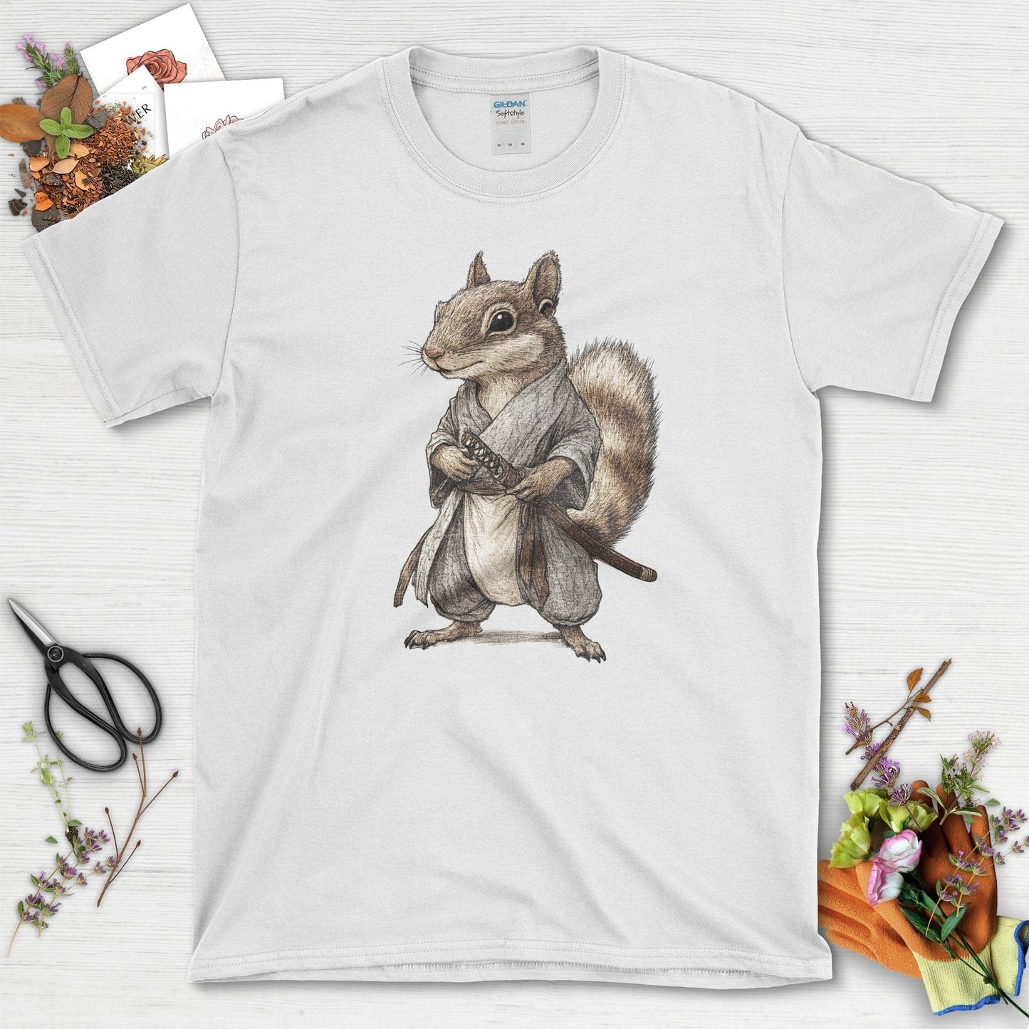 Zen Samurai Squirrel T-Shirt White / S T-Shirt