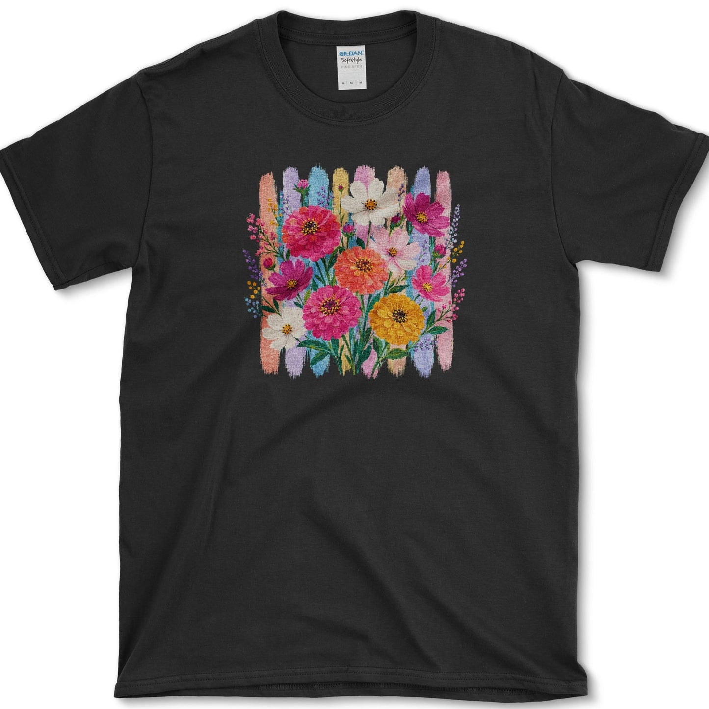 Zinnias artwork featuring zinnia and flower on a t-shirt