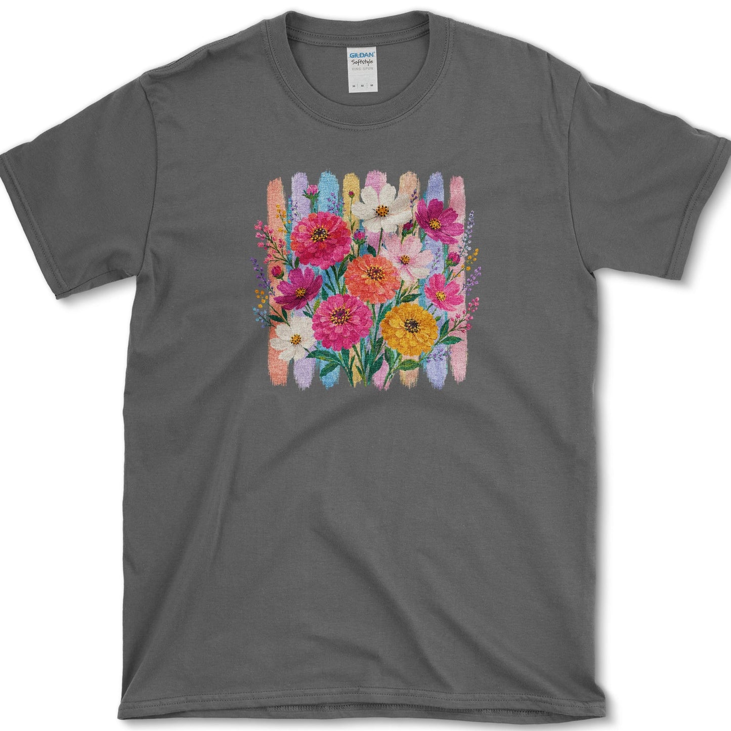 Zinnias artwork featuring zinnia and flower on a t-shirt