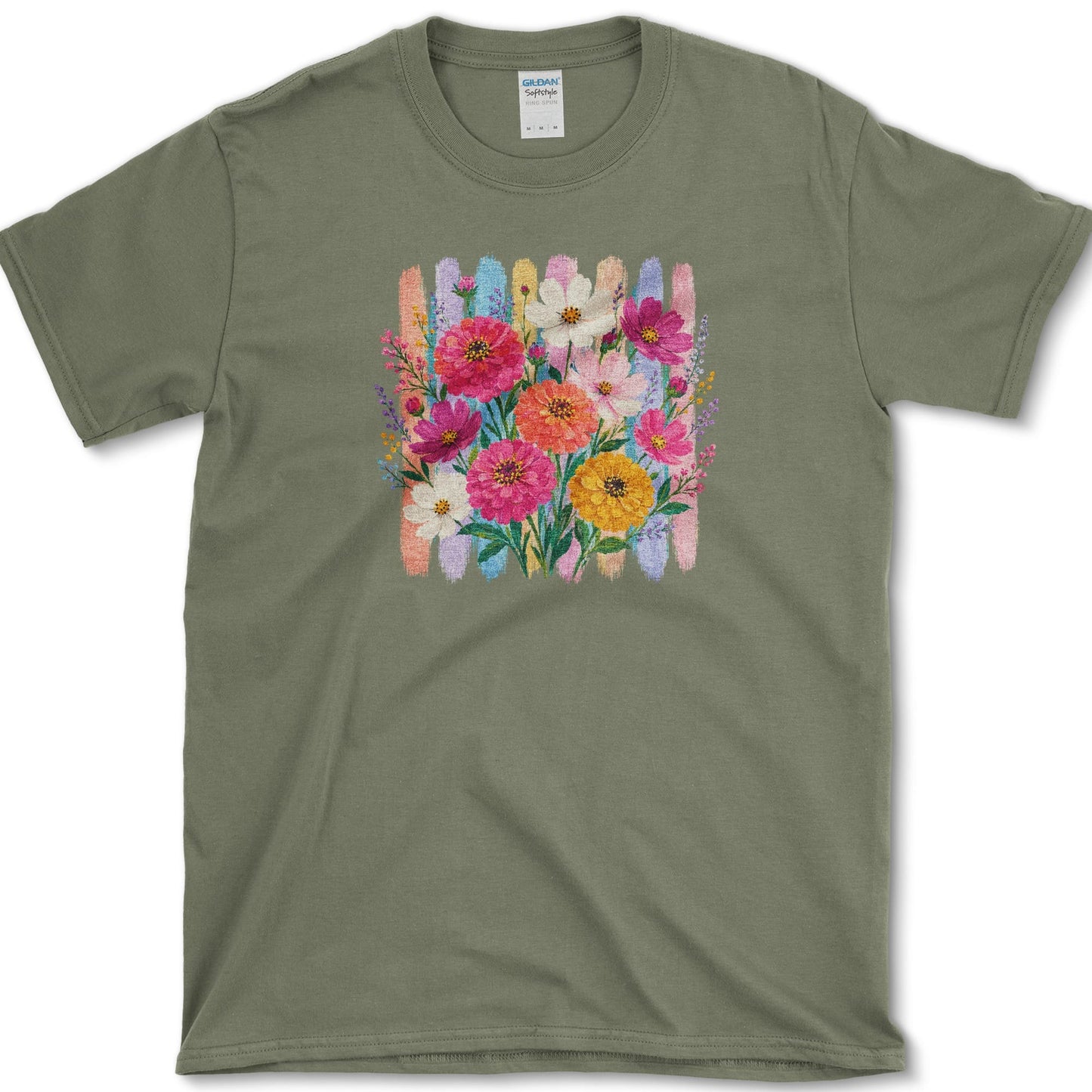 Zinnias artwork featuring zinnia and flower on a t-shirt