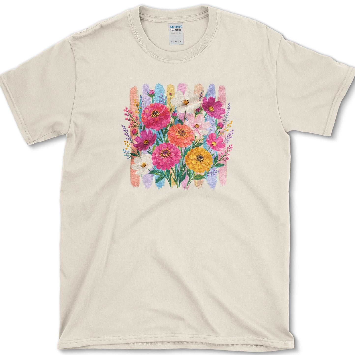 Zinnias artwork featuring zinnia and flower on a t-shirt