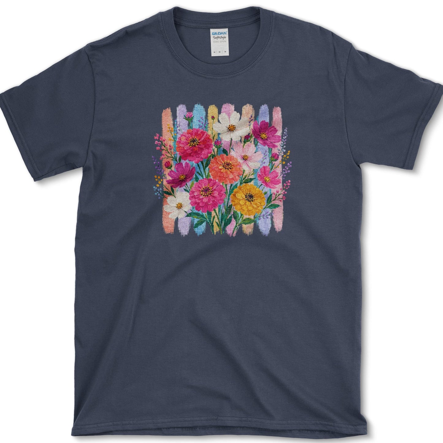 Zinnias artwork featuring zinnia and flower on a t-shirt
