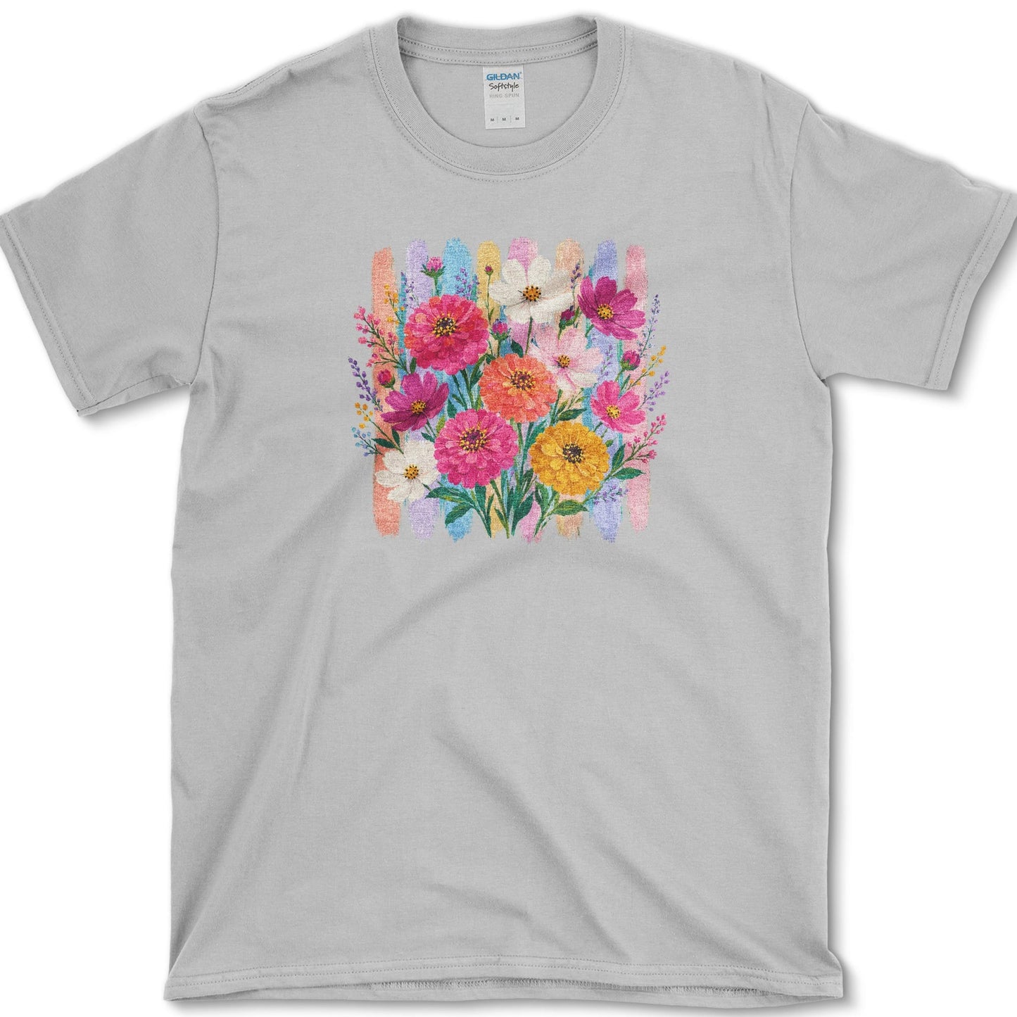 Zinnias artwork featuring zinnia and flower on a t-shirt