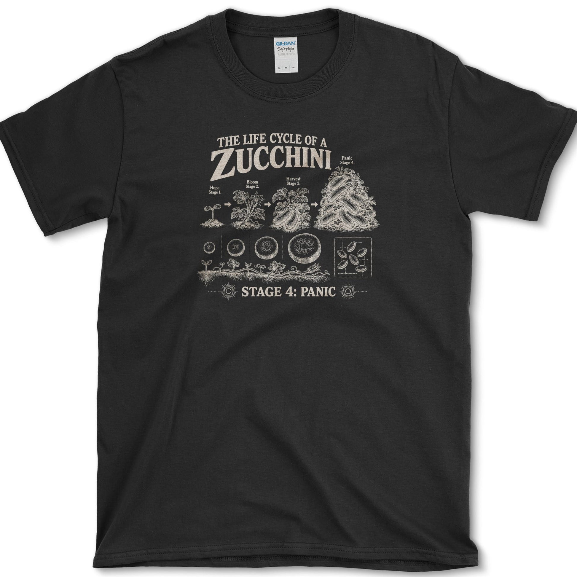 Zucchini Life Cycle T-Shirt Black / S Essential Tees